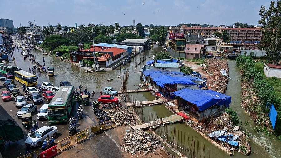 <div class="paragraphs"><p>An aerial view of a waterlogged Kogilu Cross. </p></div>
