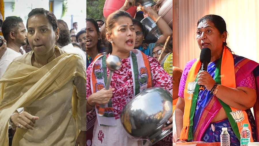 <div class="paragraphs"><p>(From L-R) NCP leader and Maharashtra Women and Child Develo[pment Minister Aditi Tatkare, Congress MP Praniti Shinde and BJP MLA Manisha Chaudhary.</p></div>