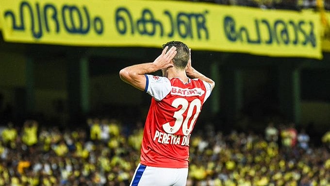 <div class="paragraphs"><p>Bengaluru FC's Jorge Pereyra Diaz celebrate after scoring a goal against Kerala Blasters FC.</p></div>