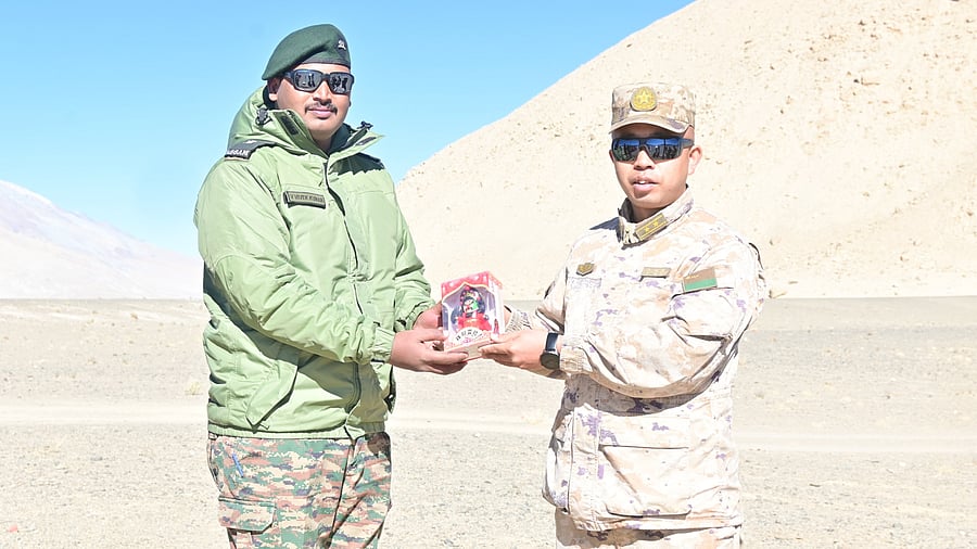 <div class="paragraphs"><p>The troops also exchanged sweets on the occasion on Diwali. </p></div>