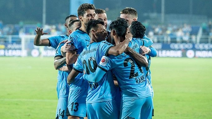 <div class="paragraphs"><p>Mumbai City FC players celebrate during their ISL match against Kerala Blasters on November 3.</p></div>