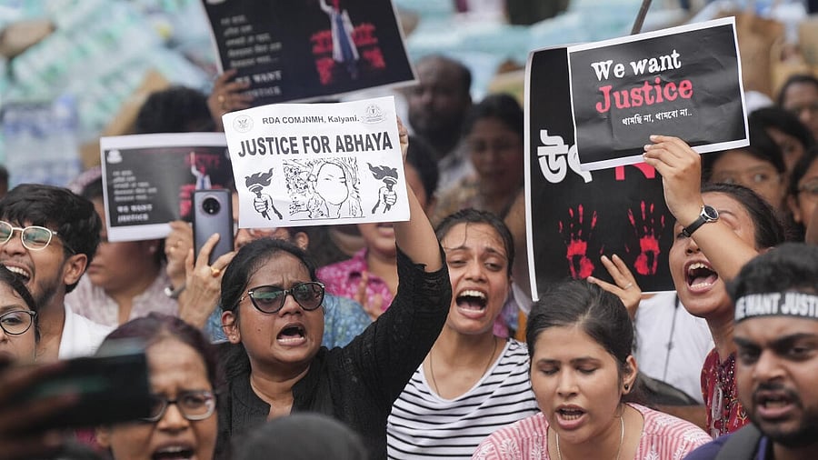 <div class="paragraphs"><p>Protests to demand justice for RG Kar Medical College and Hospital's medic who was allegedly raped and murdered in August</p></div>