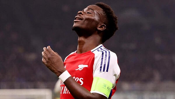 <div class="paragraphs"><p>Arsenal's Bukayo Saka during the match against Inter Milan</p></div>