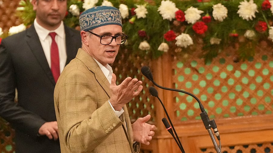 <div class="paragraphs"><p>Jammu and Kashmir Chief Minister Omar Abdullah speaks during the J&K Assembly session, in Srinagar, Friday, Nov. 8, 2024.</p></div>