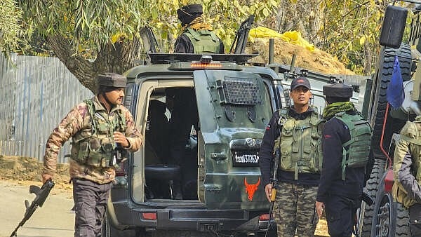 <div class="paragraphs"><p>Security personnel during an encounter with terrorists at Sagipora area of Sopore, in Baramulla district, J&K, Friday, Nov. 8, 2024. </p></div>