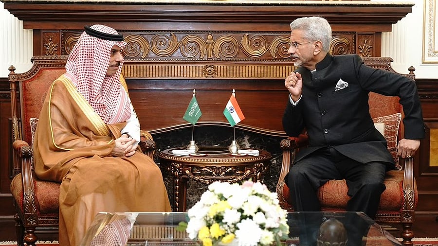 <div class="paragraphs"><p>S Jaishankar (right) with Faisal bin Farhan during their meeting in Delhi.&nbsp;</p></div>