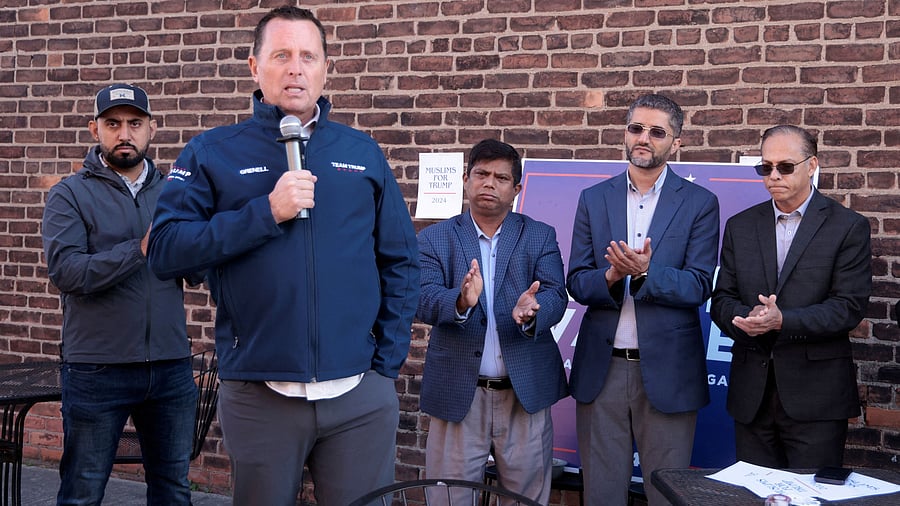 <div class="paragraphs"><p>Richard Grenell, a top advisor to former US President Donald Trump and former Acting Director of National Intelligence, speaks to the attendees of a Muslims and Bangladeshi Americans for Trump outreach event in Hamtramck, Michigan, US.</p></div>