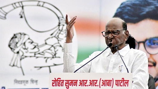 <div class="paragraphs"><p>NCP (SP) chief Sharad Pawar addresses a public meeting ahead of the Maharashtra Assembly elections, at Tasgaon in Sangli district of Maharashtra, Friday.</p></div>