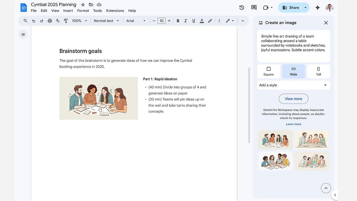 Google brings Gemini AI image generator to Docs