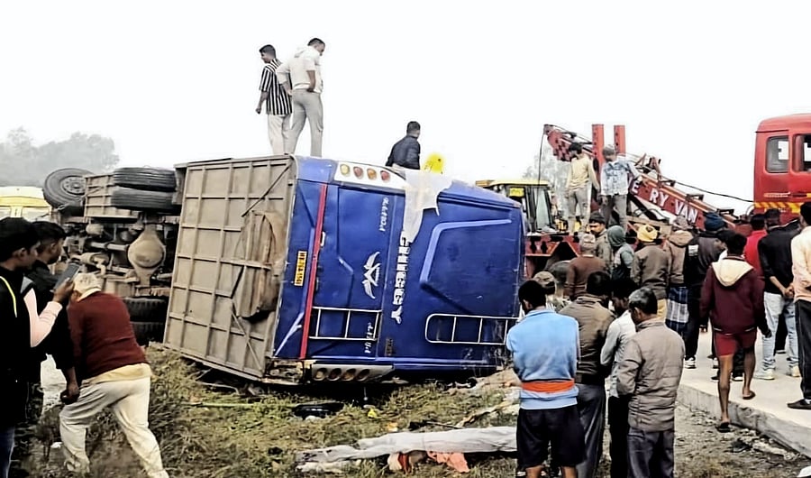 <div class="paragraphs"><p>People gather near an overturned bus after an accident. (Representative Image)</p></div>