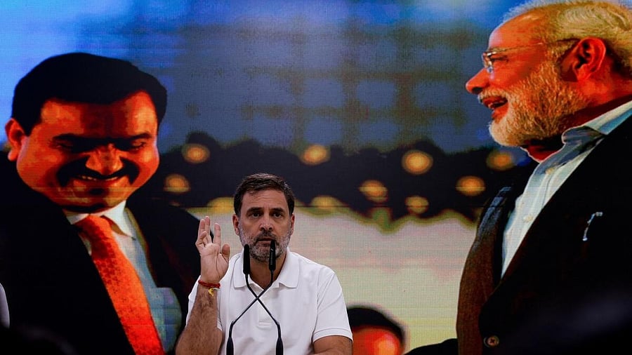<div class="paragraphs"><p>Rahul Gandhi gestures during a press conference on Gautam Adani being indicted by US prosecutors for his alleged role in a scheme to bribe Indian officials. </p></div>