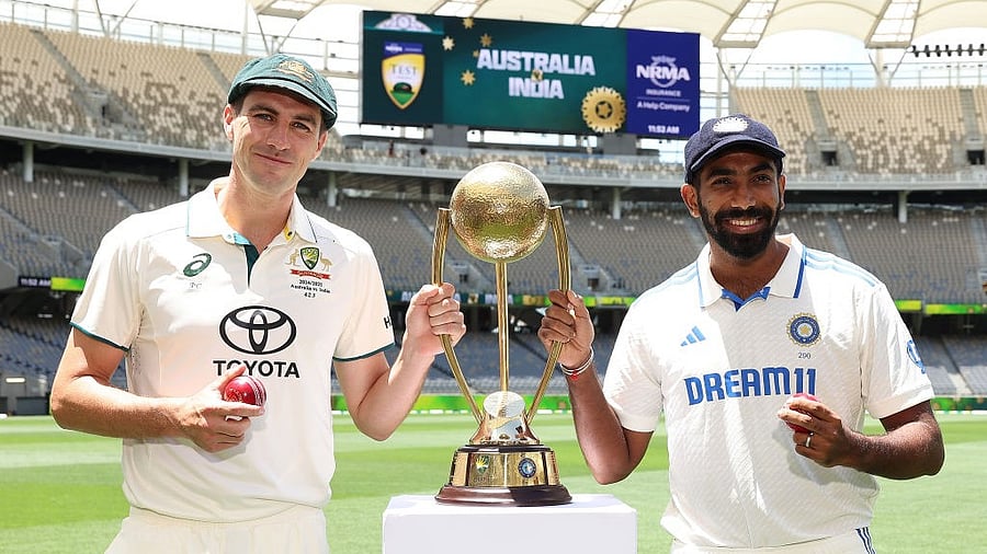 <div class="paragraphs"><p>Australian Skipper Pat Cummins with Indian Vice captain and skipper for the first test, Jasprit Bumrah.</p></div>