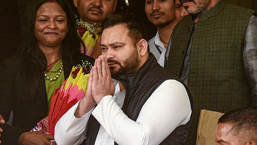 <div class="paragraphs"><p> Leader of Opposition in Bihar Assembly Tejashwi Yadav arrives during the first day of the Winter session of the State Assembly, in Patna, Monday, Nov. 25, 2024. </p></div>