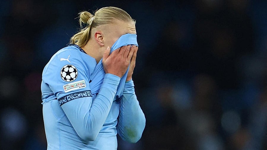 <div class="paragraphs"><p>Manchester City's Erling Haaland reacts after the match.</p></div>