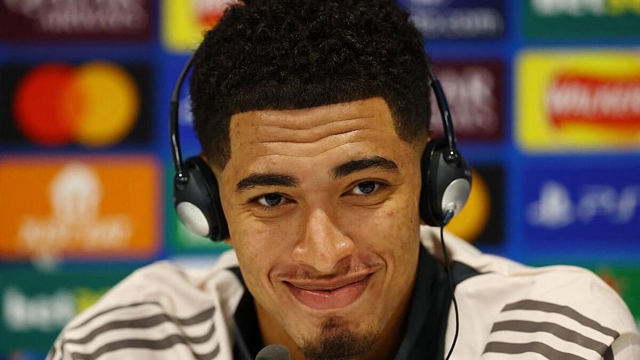 <div class="paragraphs"><p>Real Madrid's Jude Bellingham during the press conference.</p></div>