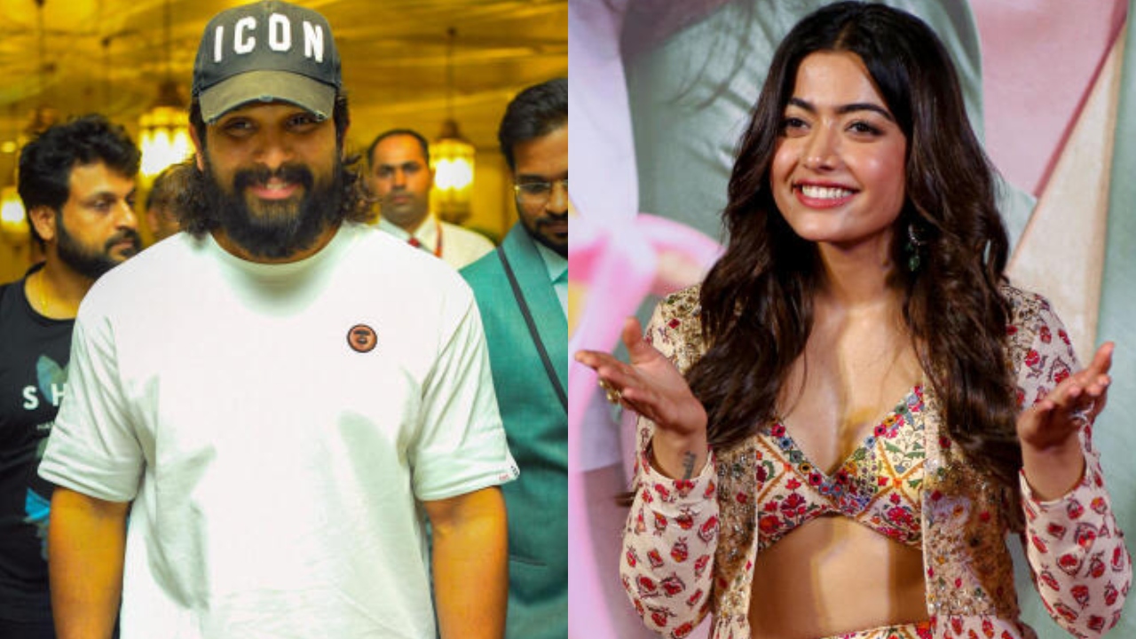 <div class="paragraphs"><p>Telugu cinema stars Allu Arjun (L) and Rashmika Mandanna (R).</p></div>