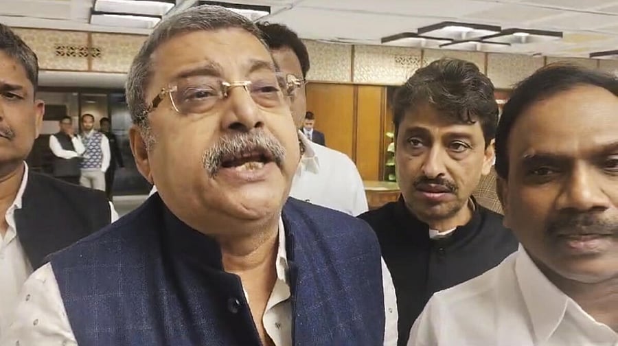 <div class="paragraphs"><p>Oppostion members Kalyan Banerjee and A Raja leave after boycotting a meeting of the Joint Parliamentary Committee on Waqf bill, in New Delhi. </p></div>