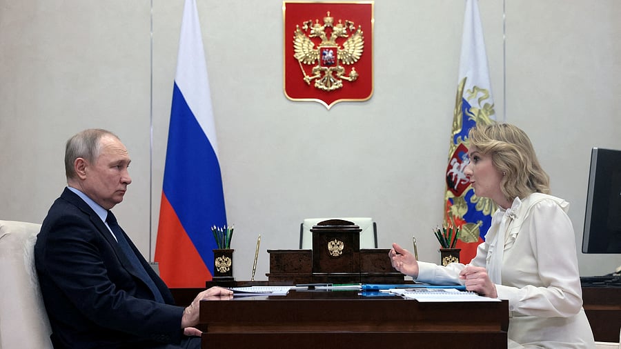 <div class="paragraphs"><p>FILE PHOTO: Russian President Vladimir Putin meets with Russian Presidential Commissioner for Children's Rights Maria Lvova-Belova </p></div>