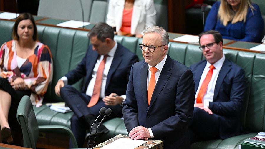 <div class="paragraphs"><p>Australian Prime Minister Anthony Albanese speaks on the Online Safety Amendment Bill in the House of Representatives at Parliament House in Canberra, Australia, Monday, November 25, 2024. </p></div>