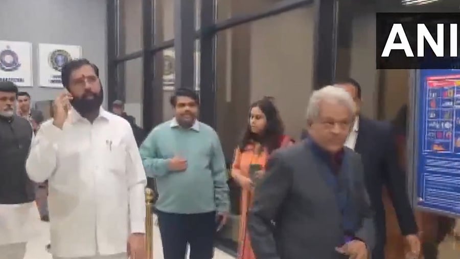 <div class="paragraphs"><p>Shiv Sena MPs receive Maharashtra's caretaker CM and party chief Eknath Shinde as he arrives in Delhi.&nbsp;</p></div>