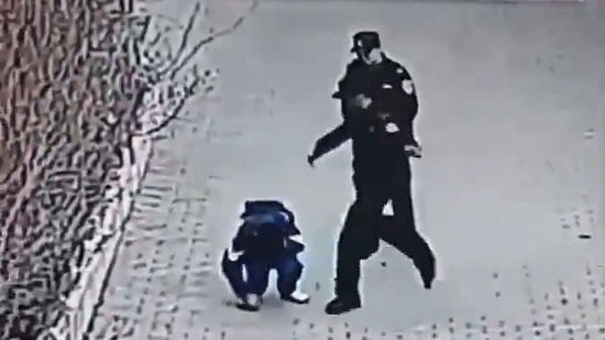 <div class="paragraphs"><p>The officer beating up the student.</p></div>