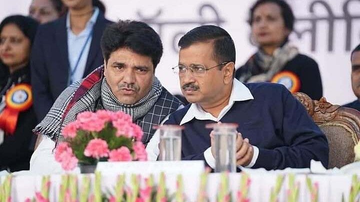<div class="paragraphs"><p>Naresh Balyan with AAP chief Arvind Kejriwal.</p></div>
