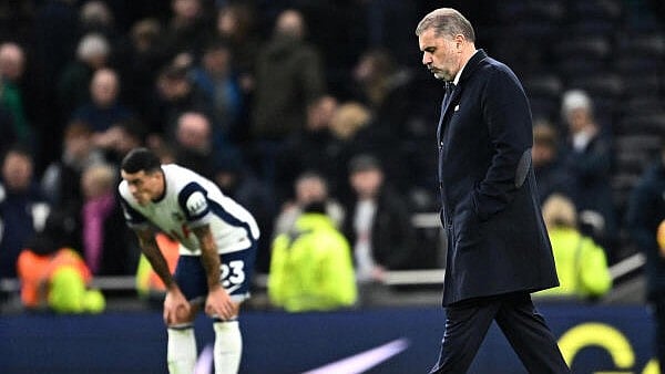 <div class="paragraphs"><p>Tottenham Hotspur manager Ange Postecoglou reacts after the match</p></div>