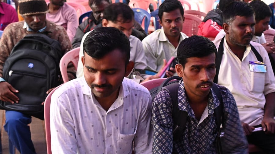 <div class="paragraphs"><p>Differently abled persons stage a protest at Freedom park in Bengaluru on Monday against the state government decision to reduce 80% budget for providing them aids and appliances . </p></div>