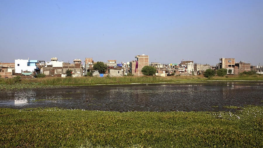 <div class="paragraphs"><p>A pond containing toxic water, seen at the back of now-closed Union Carbide factory, the site of the toxic gas leak that caused the gas tragedy in Bhopal in 1984.&nbsp;&nbsp;</p></div>