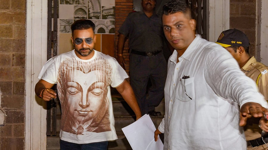 <div class="paragraphs"><p>In this Wednesday, Oct. 30, 2019 file photo, Businessman Raj Kundra, husband of actor Shilpa Shetty, outside the Enforcement Directorate office during investigation in a money laundering case, in Mumbai. </p></div>
