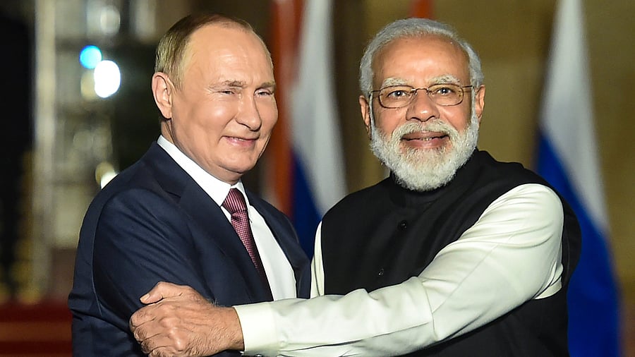 <div class="paragraphs"><p>File photo of Russian President Vladimir Putin with PM Narendra Modi.&nbsp;</p></div>