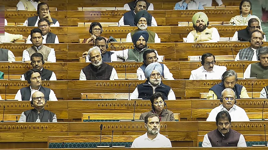 <div class="paragraphs"><p> Leader of Opposition in the Lok Sabha Rahul Gandhi and other opposition MPs in the House during the Winter session of Parliament, in New Delhi, Tuesday, Dec. 3, 2024.</p></div>