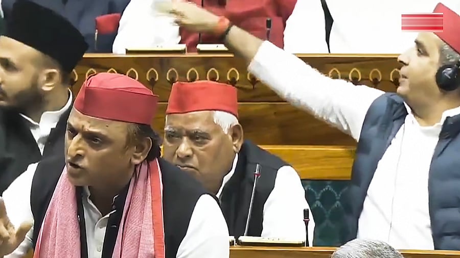 <div class="paragraphs"><p>Samajwadi Party MP Akhilesh Yadav speaks in the Lok Sabha during the Winter session of Parliament, in New Delhi, Tuesday, Dec. 3, 2024. </p></div>
