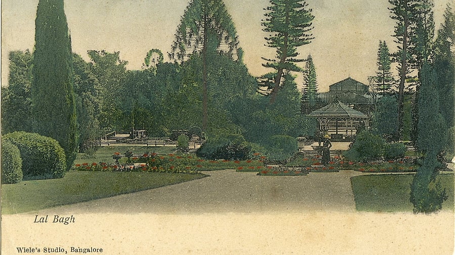 This postcard depicting Lalbagh is on display at the show.