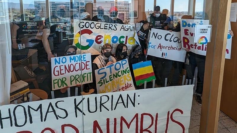 <div class="paragraphs"><p>Protest asking Google to stop providing NImbus service to Israel.</p></div>