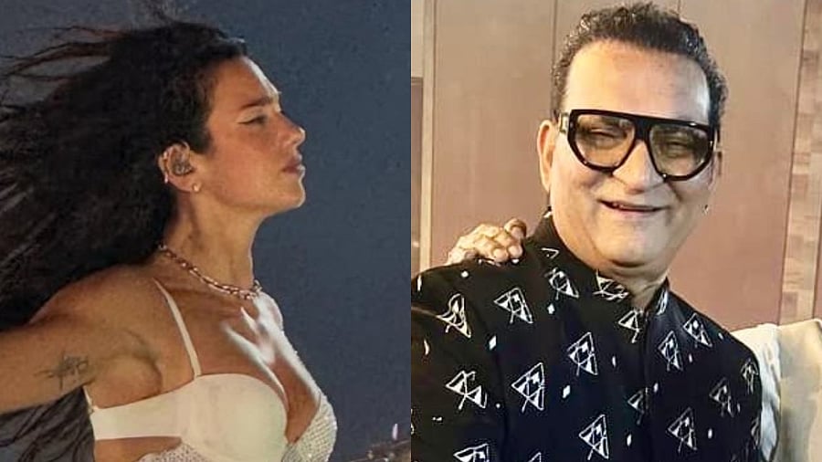 <div class="paragraphs"><p>Dua Lipa performing the mashup(L), Abhijeet Bhattacharya.</p></div>