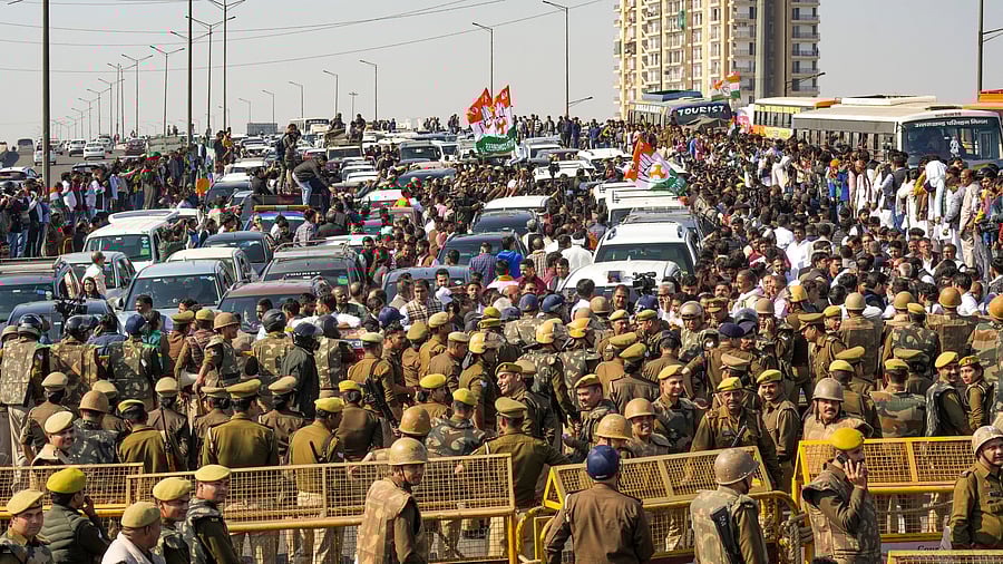<div class="paragraphs"><p>Ghaziabad: Police stop Congress supporters at Ghazipur border while they were on the way to visit the violence-hit Sambhal district, in Ghaziabad, Wednesday, Dec. 4, 2024. </p></div>