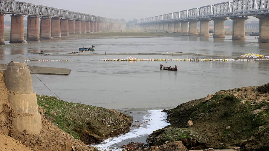 <div class="paragraphs"><p>Prayagraj: Toxic foam floats on a polluted stream flowing into the Ganga River, in Prayagraj,</p></div>