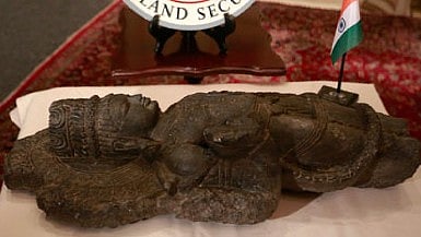 <div class="paragraphs"><p>A male deity black sandstone sculpture, depicting a Bodhisattva, one of three sandstone sculptures stolen from India valued at over $1.5 million, is seen during a repatriation ceremony of the artefacts at the Indian consulate in New York, January 14, 2014. Representative image. </p></div>