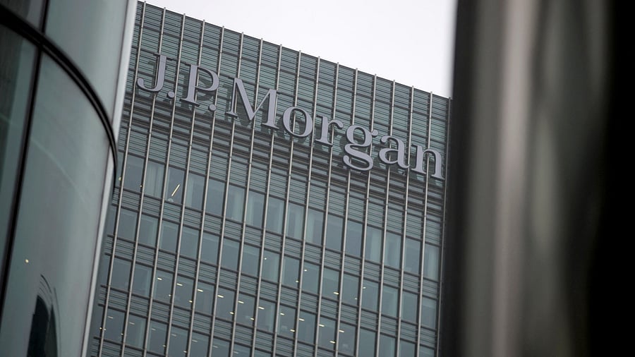 <div class="paragraphs"><p>A sign is seen on the Canary Wharf offices of JP Morgan in London.&nbsp;</p></div>