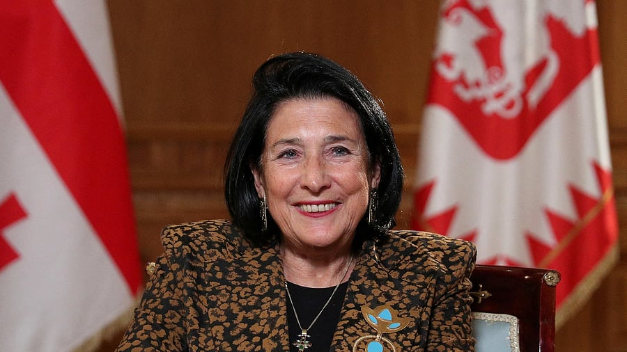 <div class="paragraphs"><p> Georgia's President Salome Zourabichvili reacts during an interview with Reuters in Tbilisi, Georgia </p></div>