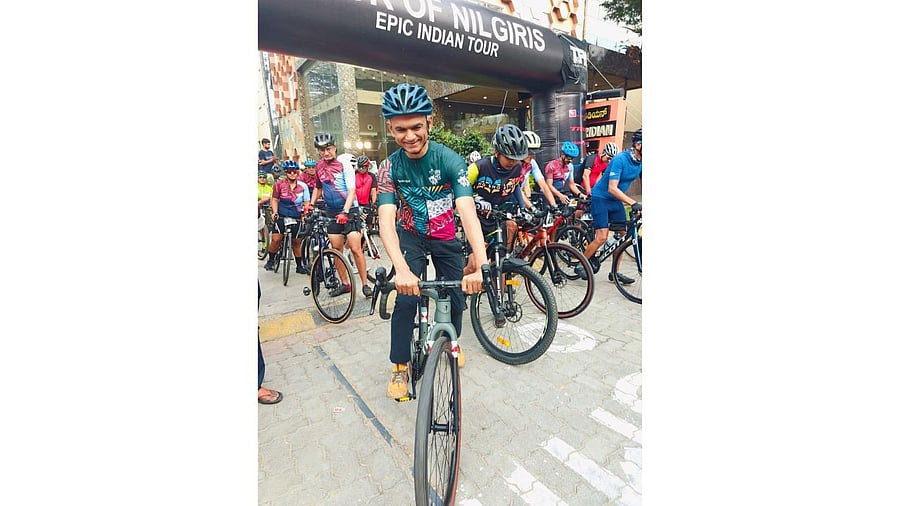 <div class="paragraphs"><p>Revenue minister Krishna Byre Gowda cycled for 10kms in Mysuru along with 80 cyclists and launched the 800km long 'Tour of Nilgiris' marathon towards Coimbatore in Mysuru on Sunday. </p></div>