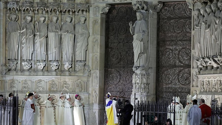 <div class="paragraphs"><p>Ceremony to mark Notre-Dame de Paris Cathedral re-opening, in Paris.</p></div>