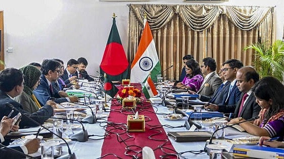 <div class="paragraphs"><p>Foreign Secretary Vikram Misri during talks with his Bangladeshi counterpart Mohammad Jashim Uddin and other delegates, amid strained bilateral ties since August following the ouster of prime minister Sheikh Hasina, in Dhaka, Monday, Dec. 9, 2024. </p></div>