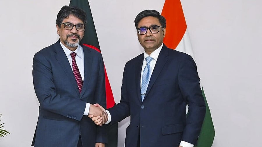 <div class="paragraphs"><p>Foreign Secretary Vikram Misri during talks with his Bangladeshi counterpart Mohammad Jashim Uddin, amid strained bilateral ties since August following the ouster of prime minister Sheikh Hasina, in Dhaka, Monday, Dec. 9, 2024.</p></div>