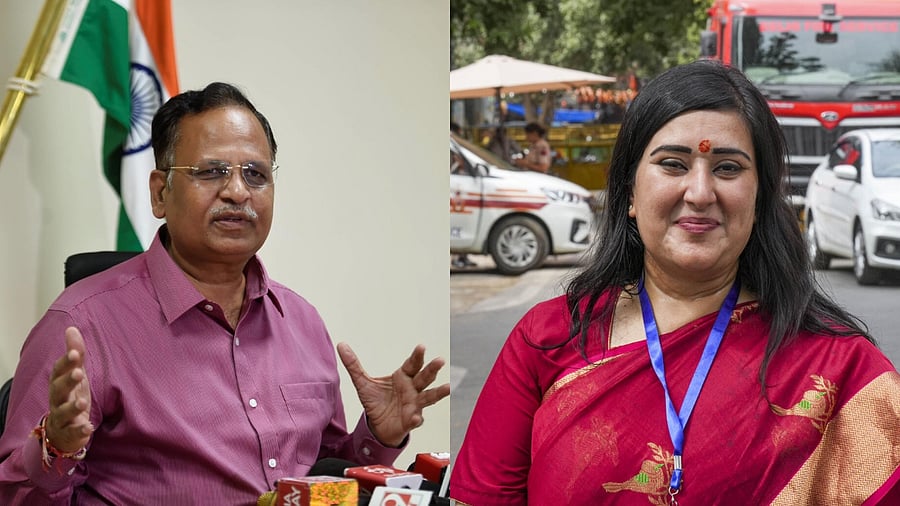 <div class="paragraphs"><p>Satyendar Jain (L); Bansuri Swaraj. </p></div>