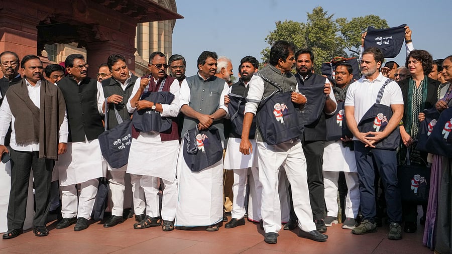 <div class="paragraphs"><p>Opposition MPs protest on Adani issue</p></div>