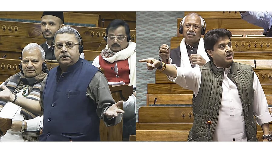 <div class="paragraphs"><p>TMC MP Kalyan Banerjee and Union Minister of Communications Jyotiraditya Scindia.</p></div>