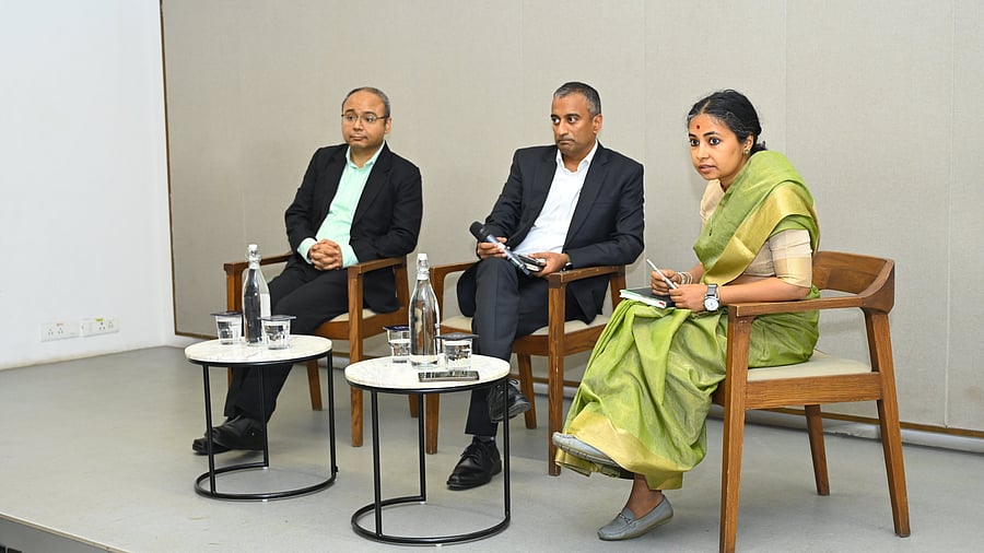 <div class="paragraphs"><p>(Left to right) Dean-Academics Dr Saurabh Bhattacharjee, NLSIU Vice-Chancellor Prof Sudhir Krishnaswamy, and BA (Hons) Programme Committee Head Atreyee Majumder at the launch. </p></div>