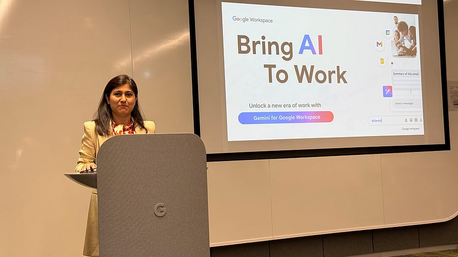 <div class="paragraphs"><p>Sumedha Chakraborty, Country Head, Google Workspace, India & South Asia at Google Workspace Summit in Bengaluru, on December 11, 2024.</p></div>